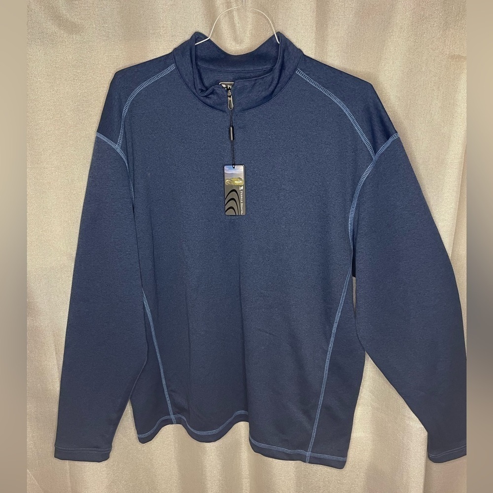 New Pebble Beach Performance Mens Medium Blue Quarter Zip Up Pullover XL - Picture 6 of 9